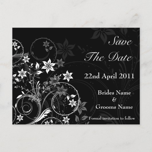 Floral Save the Date Postkarte (Vorderseite)