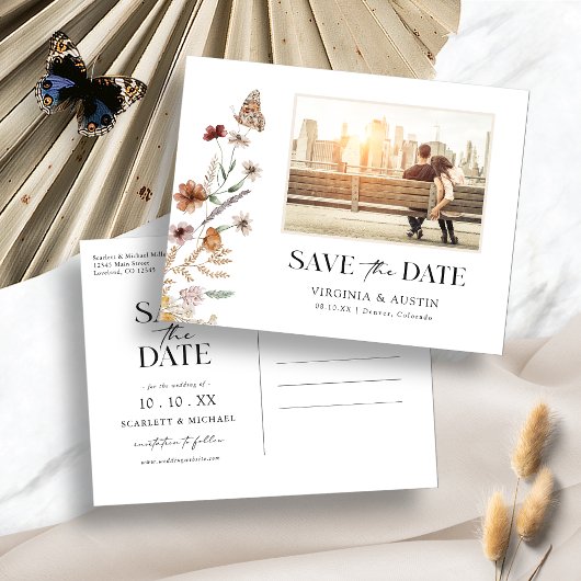 Floral Save the Date Postkarte