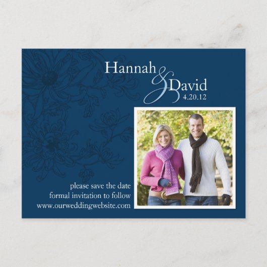 Floral Save the Date Postkarte (Vorderseite)