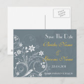 Floral Save the Date Postkarte (Vorne/Hinten)