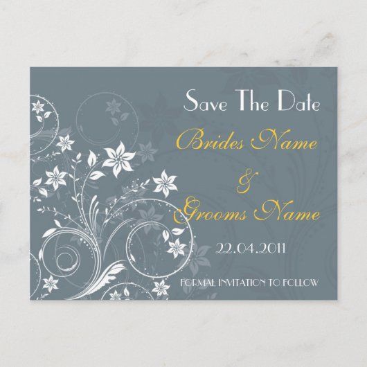 Floral Save the Date Postkarte (Vorderseite)