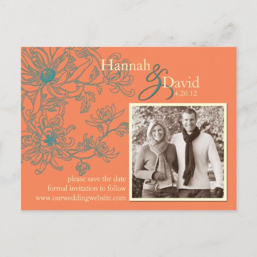 Floral Save the Date Postkarte (Vorderseite)