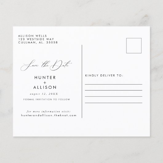 Floral Save the Date Postkarte | Sutton (Rückseite)