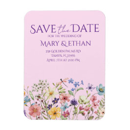 Floral Save the Date Wedding Invitation  Magnet