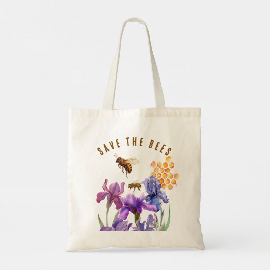 Floral Savethe Bienen Tote Beutel Tragetasche (Rückseite)
