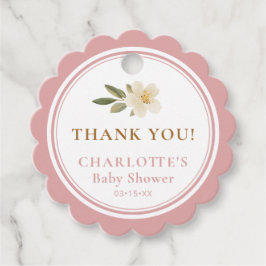 Floral Scalloped Thank You Blush Pink Baby Shower Geschenkanhänger