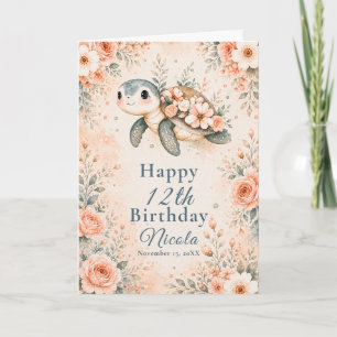 Floral Schildkröten-Geburtstag Karte