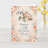 Floral Schildkröten-Geburtstag Karte (Gelbe Blume)
