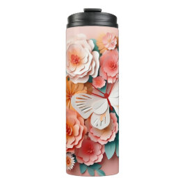 Floral & Schmetterling - LT Rosa - schlank, thermi Thermosbecher
