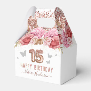 Floral Schmetterlinge Pink Happy 15. Geburtstag Ge Geschenkschachtel