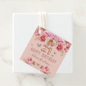 Floral Schmetterlinge Pink Happy 21. Geburtstag Geschenkanhänger (Beispiel)