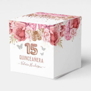 Floral Schmetterlinge Pink Quinceañera Gefälligkei Geschenkschachtel