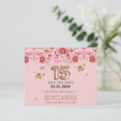 Floral Schmetterlinge Pink Quinceañera Save the Da (Stehend Vorderseite)
