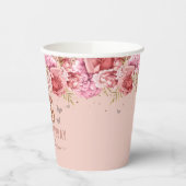 Floral Schmetterlinge Rosa Glückwunsch 13. Geburts Pappbecher (Links)