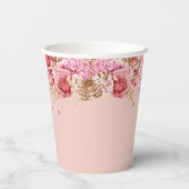 Floral Schmetterlinge Rosa Glückwunsch 15. Geburts Pappbecher (Rückseite)