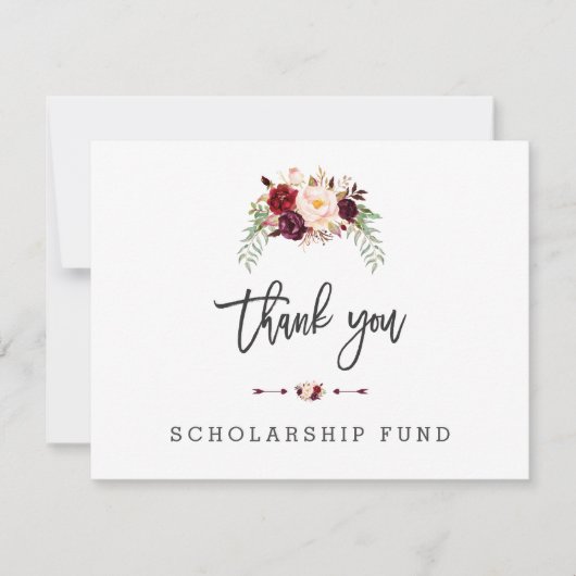 Floral Scholarship Fund Typografie Dankeskarte (Vorderseite)