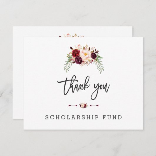 Floral Scholarship Fund Typografie Dankeskarte (Vorne/Hinten)