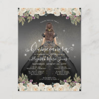 Floral Schwarz-weiß Glam Princess Quinceanera