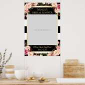 Floral Schwarz-weiß Gold Brautparty Foto Prop Poster (Küche)