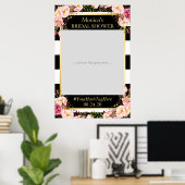 Floral Schwarz-weiß Gold Brautparty Foto Prop Poster (Heimbüro)