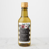 Floral Schwarz-weiß Gold Magenta Gastgeschenk Hoch Weinetikett (Vorderseite)