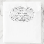 Floral Schwarz-Weiß-Produktverpackungsetiketten Ovaler Aufkleber (Tasche)