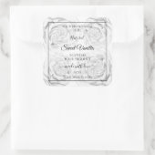 Floral Schwarz-Weiß-Produktverpackungsetiketten Quadratischer Aufkleber (Tasche)