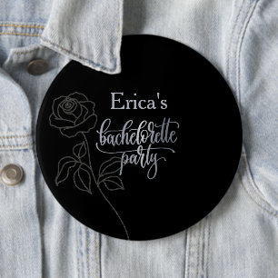 Floral Schwarze Gothic-Junggesellinnenparty Button