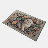 Floral Scottish Fold Cat, Scottish Fold Blume Fußmatte (Schrägansicht)