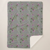 Floral Scottish Thistle Gray Pattern Sherpadecke (Vorderseite)