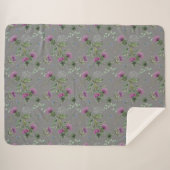 Floral Scottish Thistle Gray Pattern Sherpadecke (Vorderseite (Horizontal))