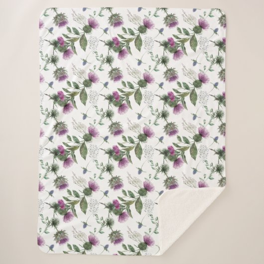 Floral Scottish Thistle Pattern Sherpadecke (Vorderseite)