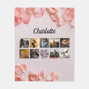Floral Script Beste Mama je Foto Collage Fleecedecke