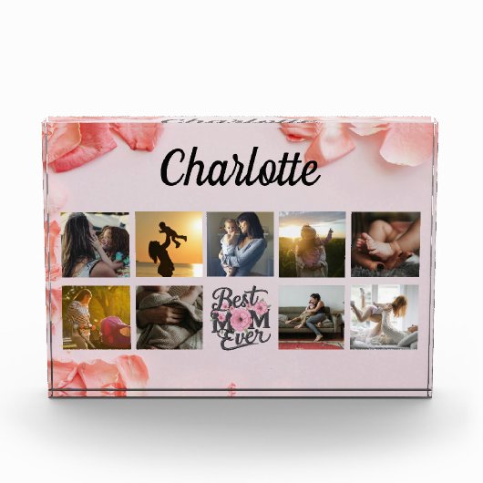 Floral Script Beste Mama je Fotoblock (Vorderseite)