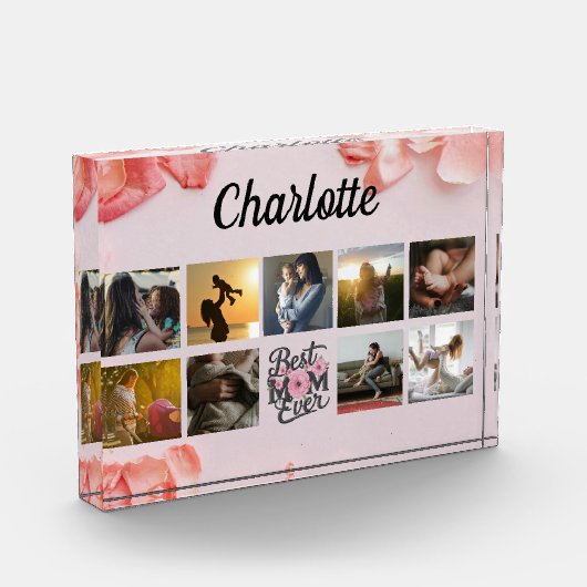 Floral Script Beste Mama je Fotoblock (Links)