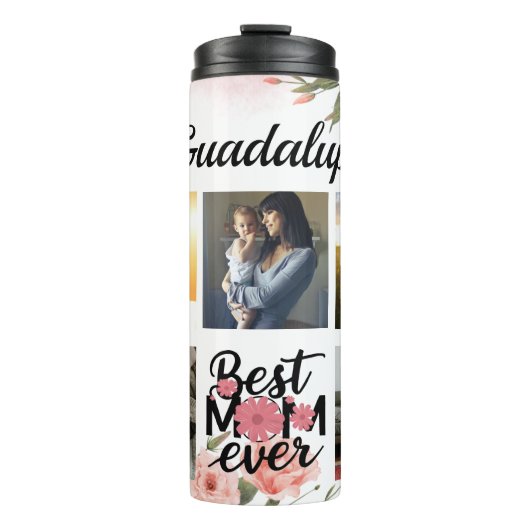 Floral Script Beste Mama je Thermosbecher (Vorderseite)