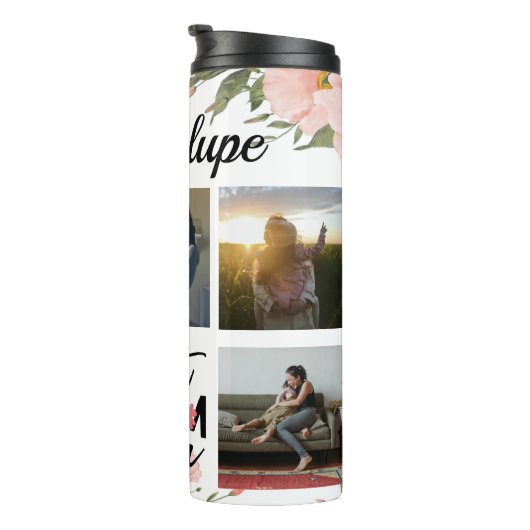 Floral Script Beste Mama je Thermosbecher (Nach rechts gedreht)