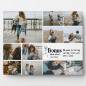 Floral Script Bonus Mama Custom Foto Collage Fotoplatte (Vorderseite)