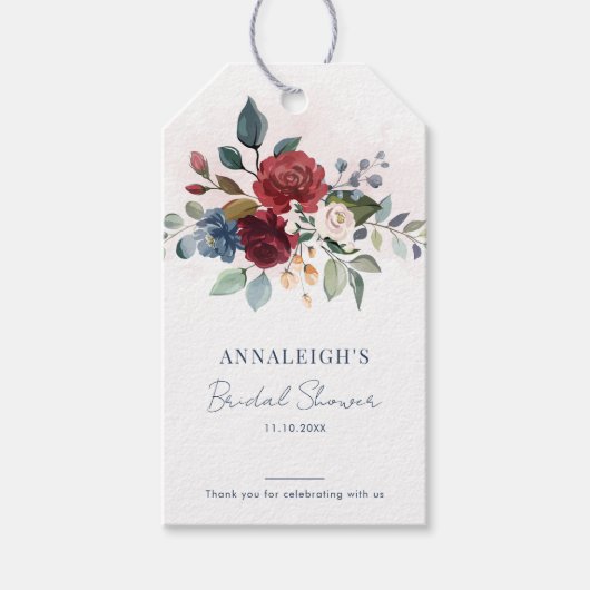 Floral Script Brautparty Vielen Dank Geschenkanhänger (Vorderseite)