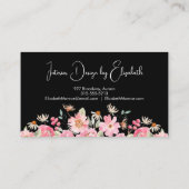 Floral Script Design Design Schwarz Visitenkarte (Rückseite)