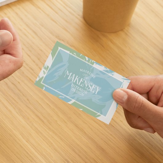 Floral Script QR Code Innenarchitektur Foto Visitenkarte