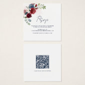 Floral Script QR Code Modern Wedding RSVP Card (Vorne & Hinten)