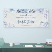 Floral Script Something Blue Brautparty Banner (Messe)