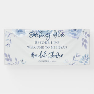 Floral Script Something Blue Brautparty Banner