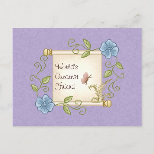 Floral Scroll Pixel Art Postkarte (Vorderseite)