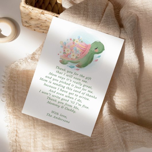 Floral Sea Turtle Baby Dusche Dankeskarte