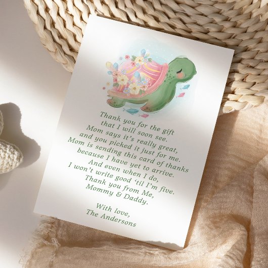 Floral Sea Turtle Baby Dusche Dankeskarte