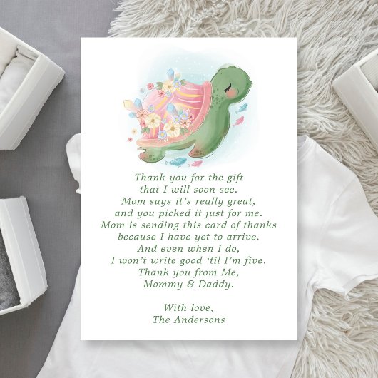 Floral Sea Turtle Baby Dusche Dankeskarte