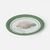 Floral Sea Turtle Baby Dusche Pappteller (Schrägansicht)