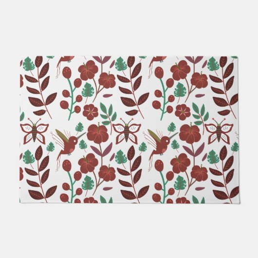 Floral seamless pattern birds and butterflies fußmatte (Vorderseite)